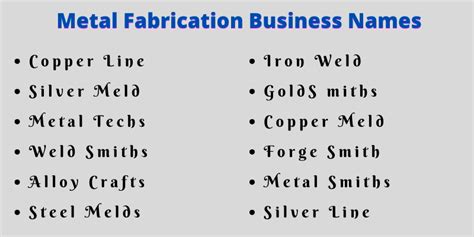 cool names for metal fabrication business|custom made metal fabrication names.